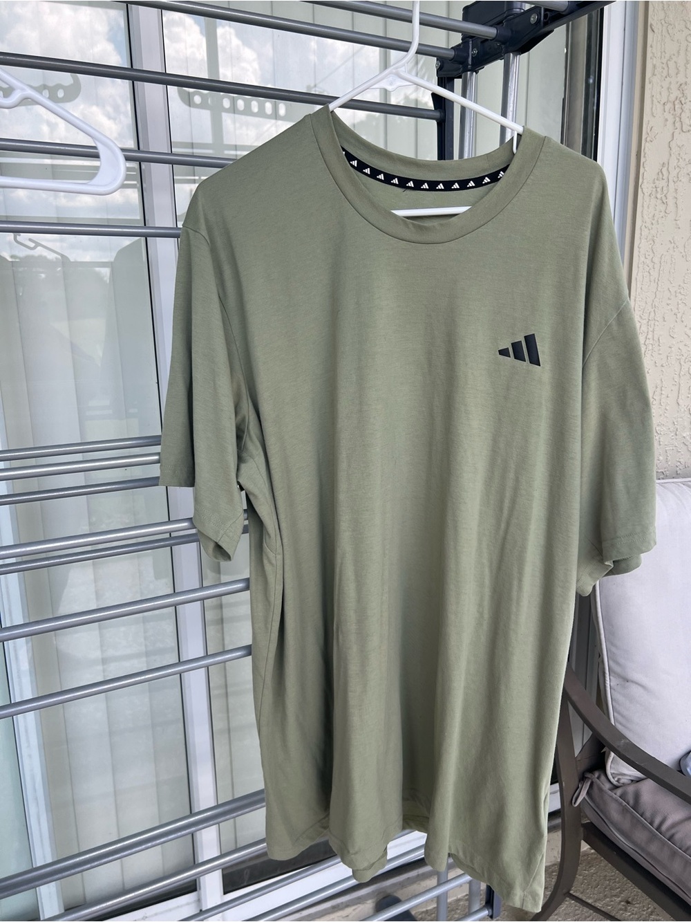 adidas Olive Green Short Sleeve Tee with Black Logo